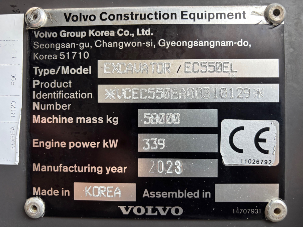 沃尔沃 EC550EL + 涂抹底座 + 润滑脂 + 加热器 + 液压 + 与全新一样 kuva 16