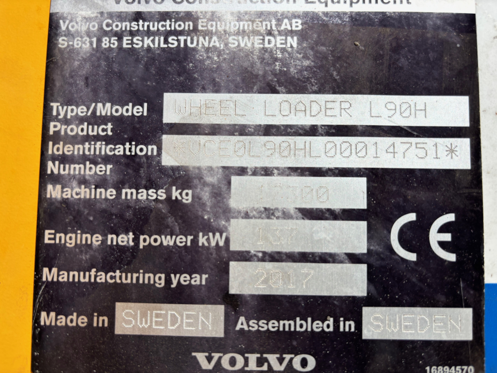 VOLVO L90H + ACOPLAMIENTO RÁPIDO + HIDRÁULICO ADICIONAL + BSS + CDC + CONTRAPESO ADICIONAL + NEUMÁTICOS 100% kuva 13